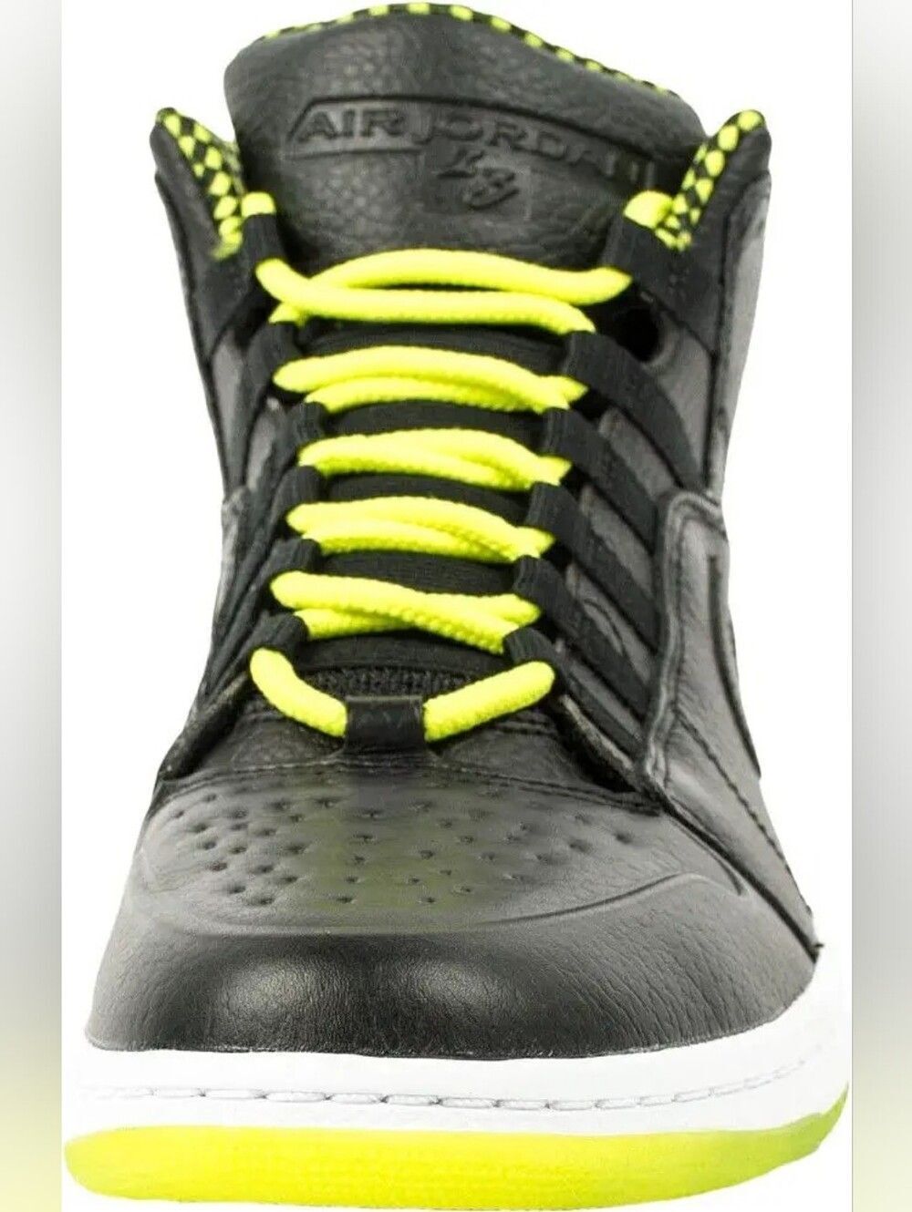 Nike Jordan Size 10.5 Men’s Black with Neon Yellow Accent High-Top Sneakers - Picture 6 of 13
